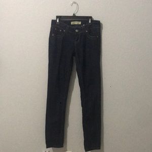 Straight dark blue jeans